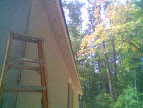 The siding and soffit going on the front cabin.
